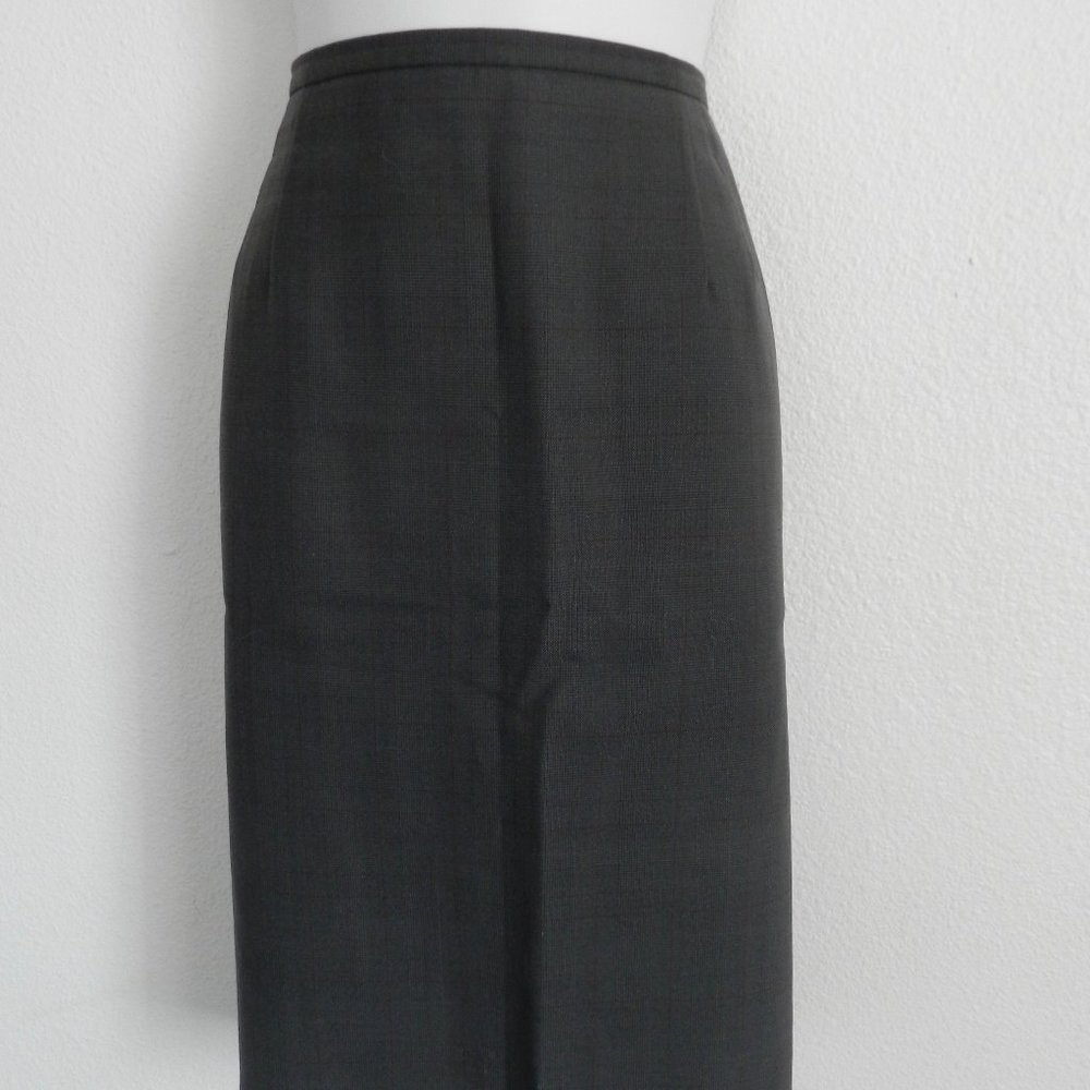 Vintage Katherine Kelly Collection plaid skirt, black/grey/burgundy